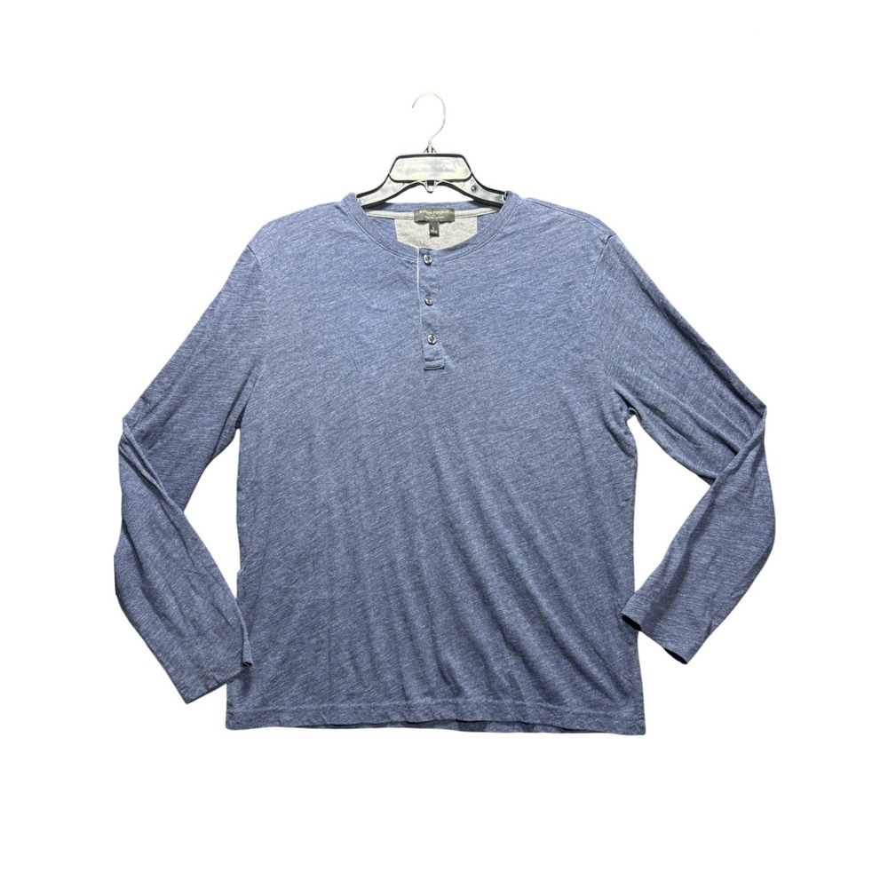 Banana Republic Henley Shirt Mens Large Blue Long Sleeve Moisture Wicking